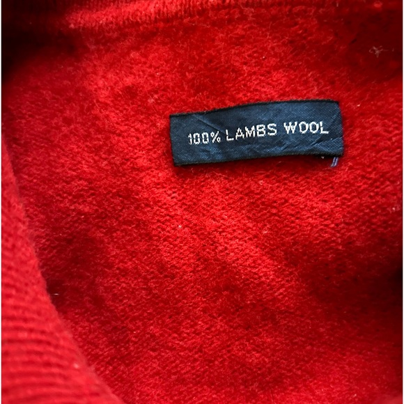 Polo Ralph Lauren Red sweater 100% lambswool Blue Pony vintage polo collar prep - Picture 3 of 5